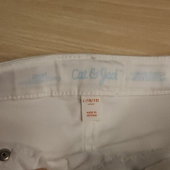 Cat & Jack New White Ultimate Stretch Button Fly Denim Shorts 10-12 - Picture 4 of 5